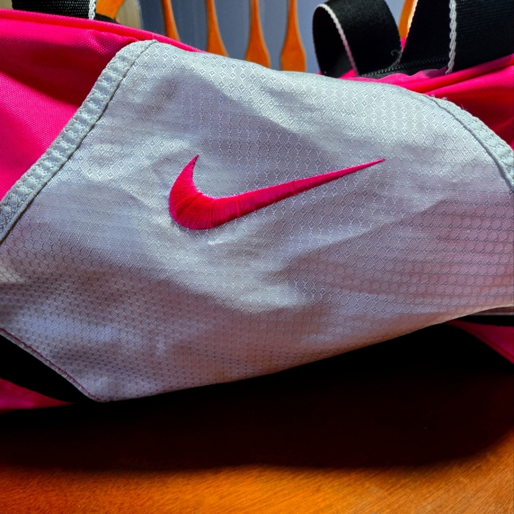 Nike Pink and White Large Duffel Bag